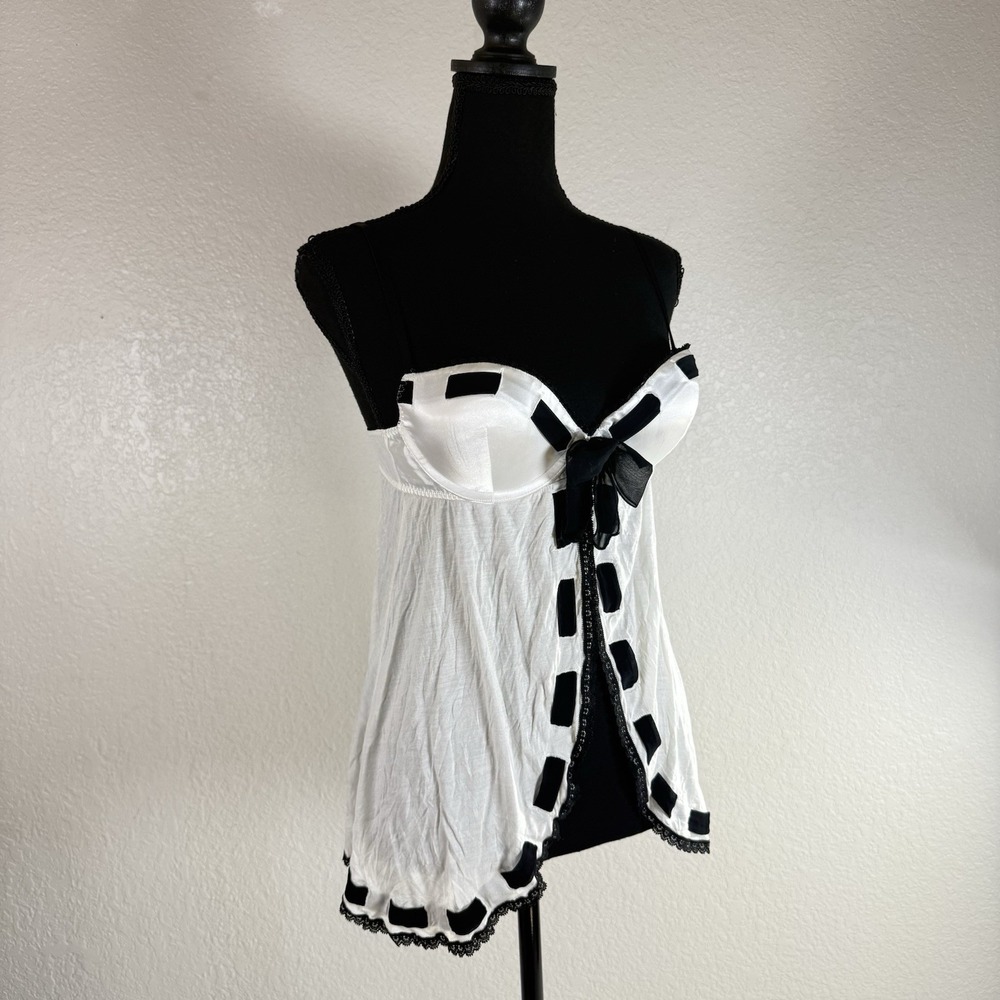 Victoria's Secret White Black Babydoll Sexy Little Thing 36B Top